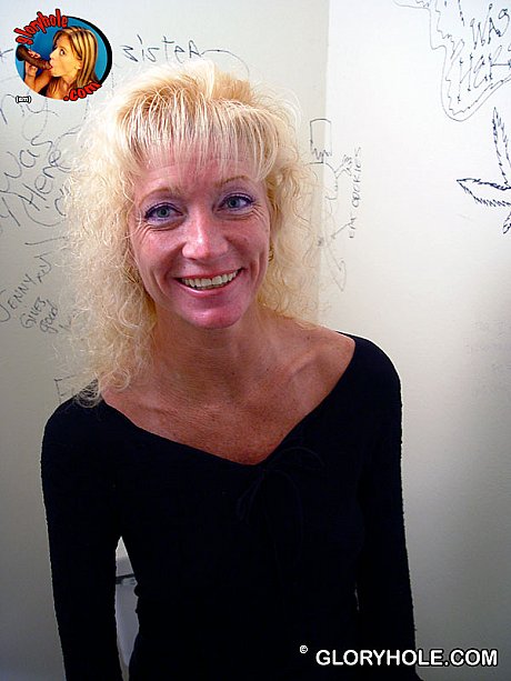 Blondy old wife gives a gloryhole oral sex while cuckold boy fondles tits - Image 1 of 18  in Pussy category   featuring Heather Milf 