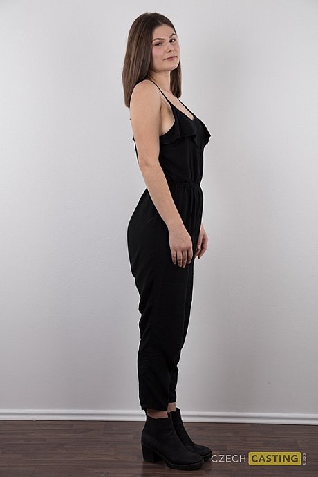 Brunette girl lady Tereza stands undressed during her undressed debut before taking a armchair - Image 3 of 16  in Close Up category   featuring Grace Carson 
