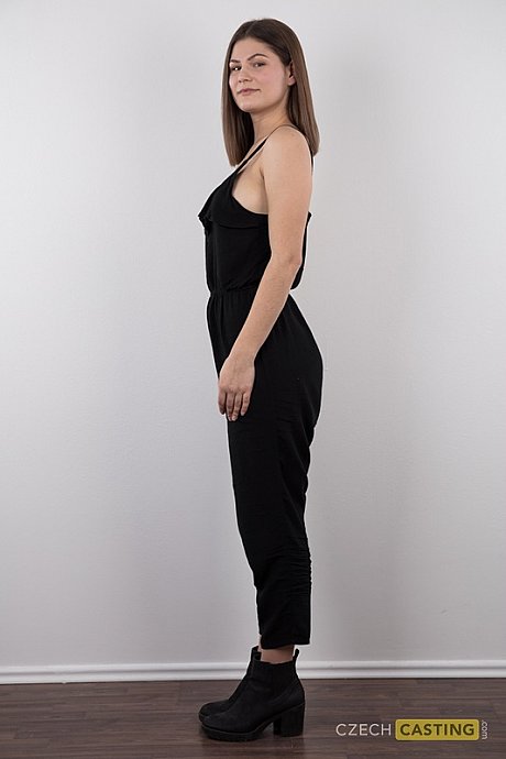 Brunette girl lady Tereza stands undressed during her undressed debut before taking a armchair - Image 4 of 16  in Close Up category   featuring Grace Carson 