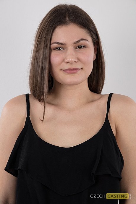 Brunette girl lady Tereza stands undressed during her undressed debut before taking a armchair - Image 5 of 16  in Close Up category   featuring Grace Carson 