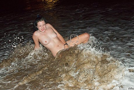 Curvy girl Skylar Anke reveals her melons & poses in shallow water - Image 11 of 12  in Teen category   featuring Skylar Anke 