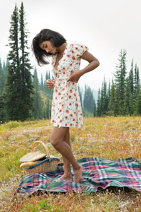 Hot Canadian model Angel Constance with small boobies opens her legs on a picnic - Image 1 of 16  in Model category   featuring Angel Constance 