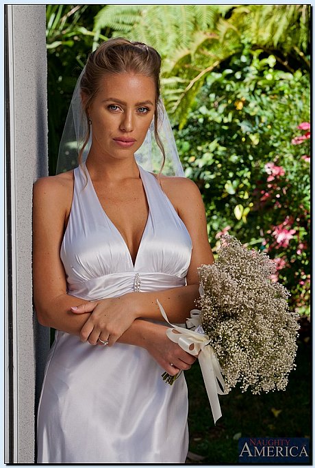 Stupendous bride in leggings gets rid of her dress and undergarment - Image 2 of 16  in Outdoor category   featuring Nicole Aniston 