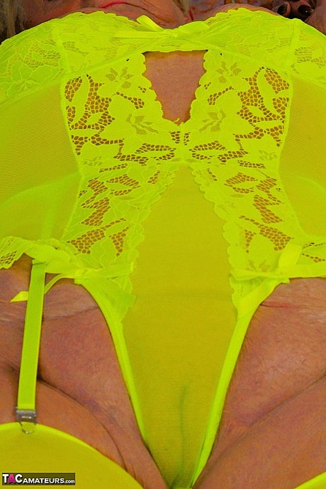 Yellow-haired old lady Sparkle looses her saggy titties from neon underwear - Image 6 of 16  in Amateur category   featuring Sparkle 