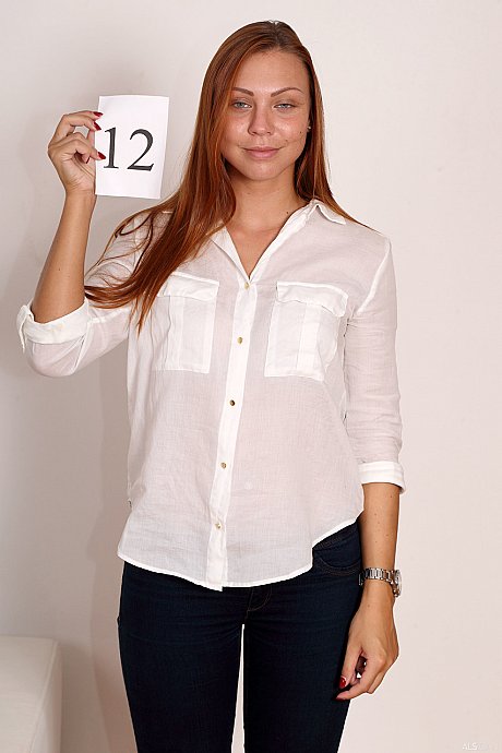 Tall redhead Morgan Rodriguez strips at the casting and shows her tanned body - Image 1 of 20  in Legs category   featuring Morgan Rodriguez 