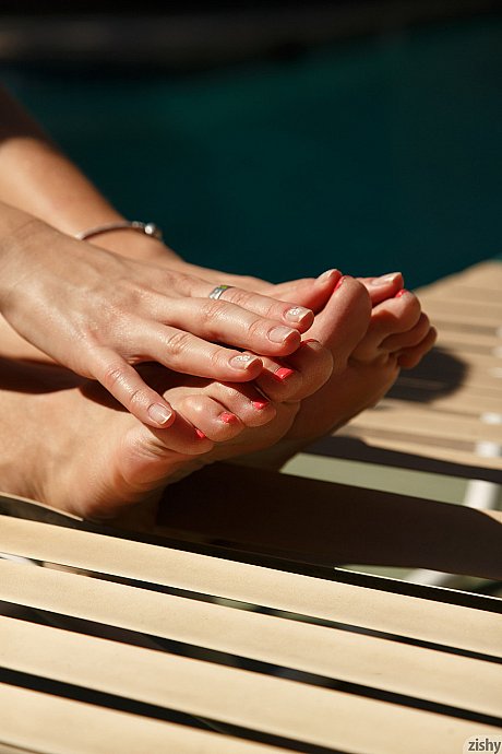 Russian young Tatiana Penskaya posing in her pretty peach bikini outdoors - Image 9 of 11  in Outdoor category   featuring Tatiana Penskaya 