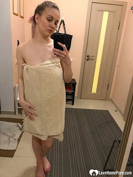 Amateur sweety taking selfies of her large natural boobies & ass in the mirror - Image 6 of 20  in Amateur category   featuring Marie Duval 