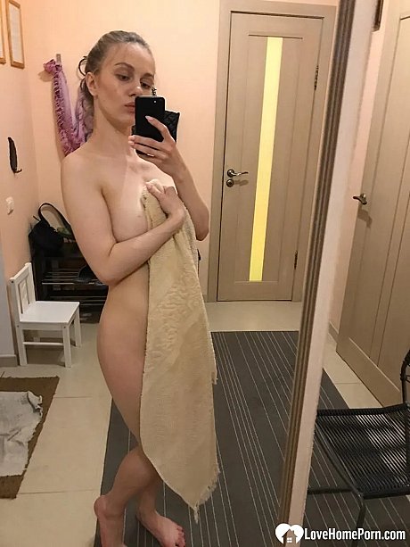 Amateur sweety taking selfies of her large natural boobies & ass in the mirror - Image 11 of 20  in Amateur category   featuring Marie Duval 