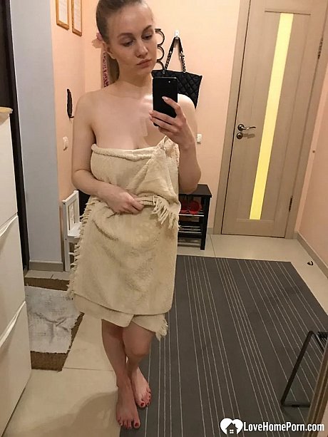 Amateur sweety taking selfies of her large natural boobies & ass in the mirror - Image 15 of 20  in Amateur category   featuring Marie Duval 