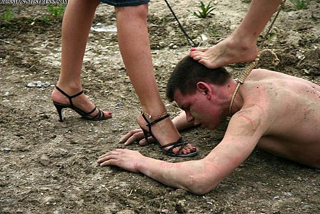 Cruel women trample and piss a submissive fiance BF stud during outdoor CFNM play - Image 10 of 16  in Outdoor category