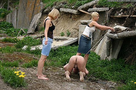 Cruel women trample and piss a submissive fiance BF stud during outdoor CFNM play - Gallery #28458