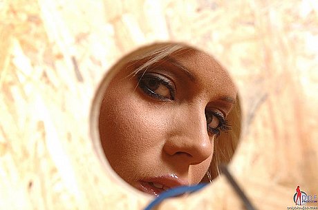 Hot blonde businesswoman Cindy Dollar sucks on a schlong thru a gloryhole - Image 5 of 12  in Skirt category   featuring Cindy Dollar 