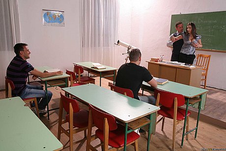 Beguiling teacher Sensual Jane gets rocked wearing nylons in the classroom - Image 4 of 21  in Skirt category   featuring David Perry, Sensual Jane 