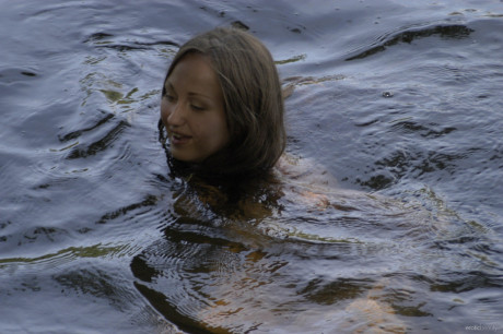 Wild young with nice curves Aneli A flaunts her large boobies in the river - #239598
