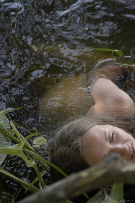 Wild young with nice curves Aneli A flaunts her large boobies in the river - #239600