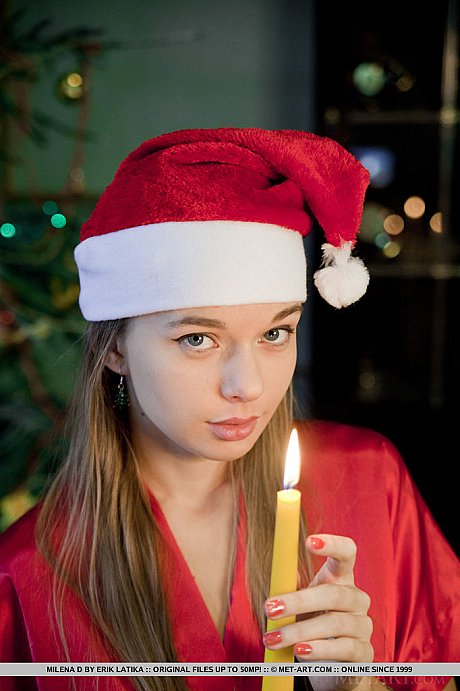 Skinny teen in Christmas underwear on knees showing bald teenie snatch - Image 12 of 18  in Legs category   featuring Milena D 