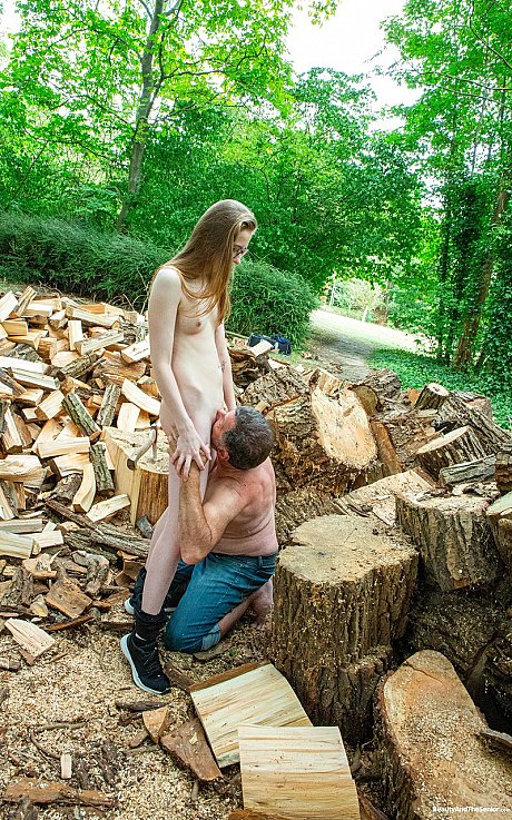 Lustful teen Abela getting hammered hard by an older man man lover outdoors in the woodpile - Image 4 of 20  in Outdoor category   featuring Phillipe Soine, Abela youn 