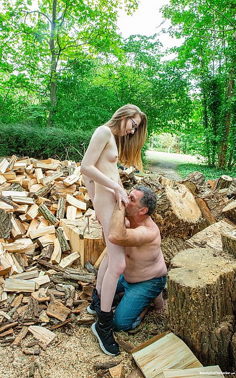 Lustful teen Abela getting hammered hard by an older man man lover outdoors in the woodpile - Gallery #15672