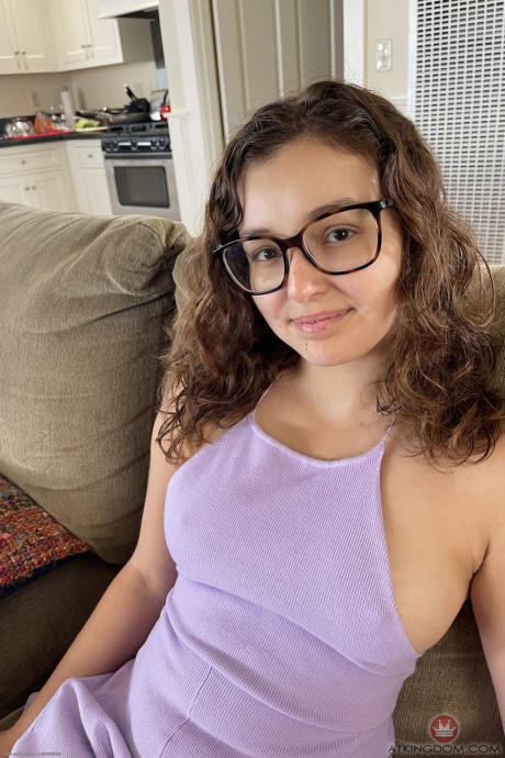 Amateur teen in glasses Leana Lovings exposes her chunky booty and hot vagina - #1307610