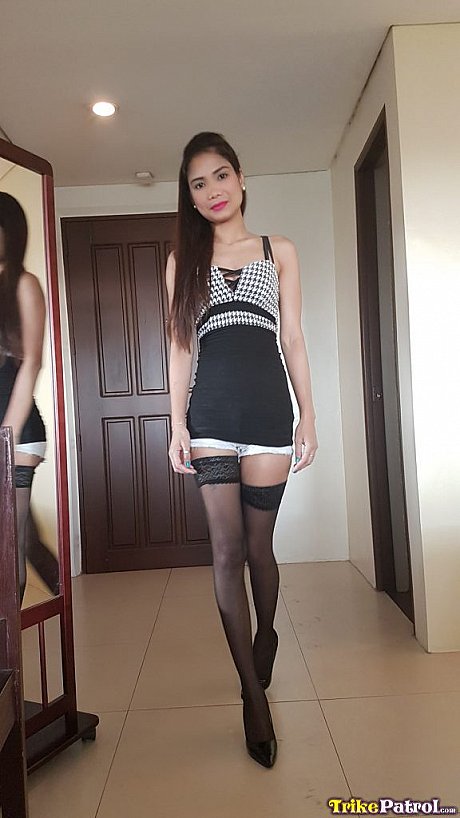 Lover jerks off looking at skinny Filipina in leggings and cums on her face - Image 3 of 17  in Pussy category   featuring Hazel 