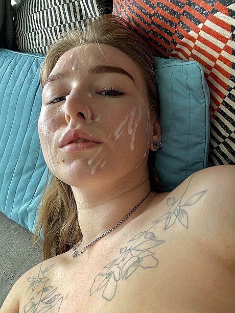 Tattooed babe Kiki Pamelo flashes her boobs while showing off cum on her face - Gallery #24751