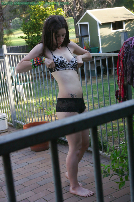 Horny brunette amateur Elyse getting dressed after masturbating - #410659