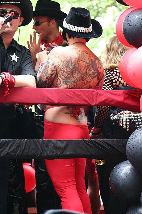 Teen bitch GF broad exposes her small titties during a party in public - Image 1 of 16  in Outdoor category  