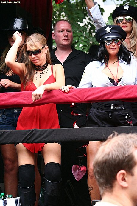 Teen bitch GF broad exposes her small titties during a party in public - Image 4 of 16  in Outdoor category  
