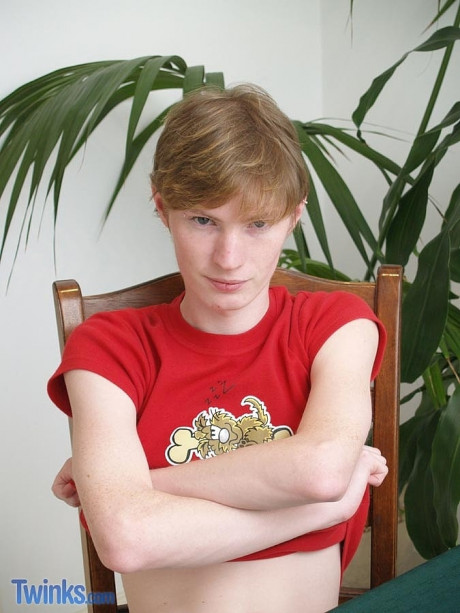 Blue eyed ginger head twink Jackson C strips undressed and jerks off his boner - #1139638