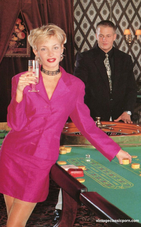 Vintage babe with monstrous boobies takes 2 dicks in her bushy vagina on a billiard table - #1395101