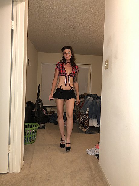 Tattooed babe shows off her skinny body in a pretty underwear compilation - Image 10 of 20  in Outdoor category  