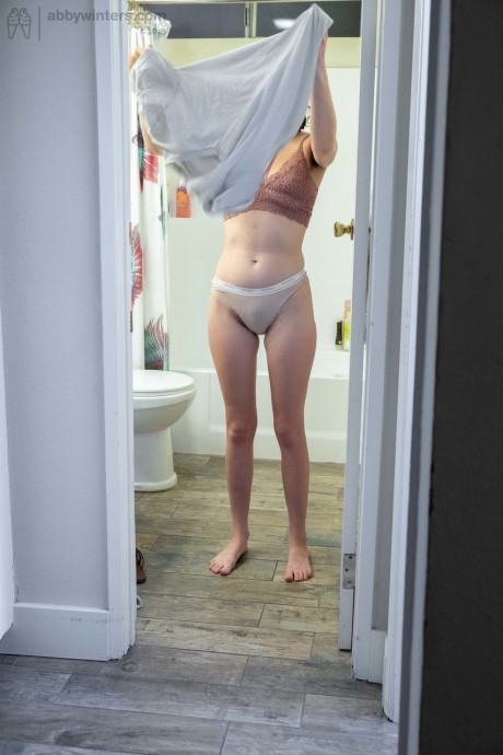 Nude brunette with natural bush Mary J caught getting dressed in the bathroom - #1296212