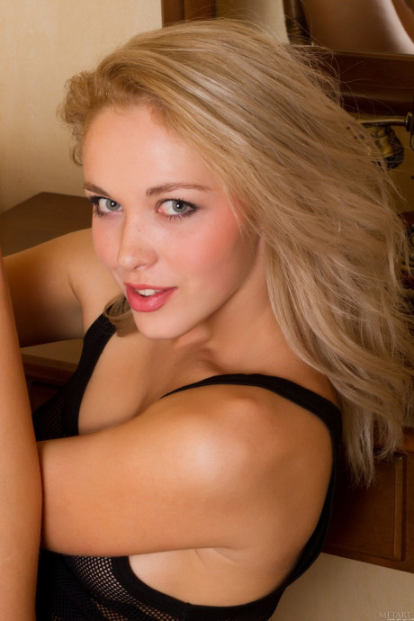 Stunning model Alisa G removes her sheer shirt and poses naked in the mirror - #1322460