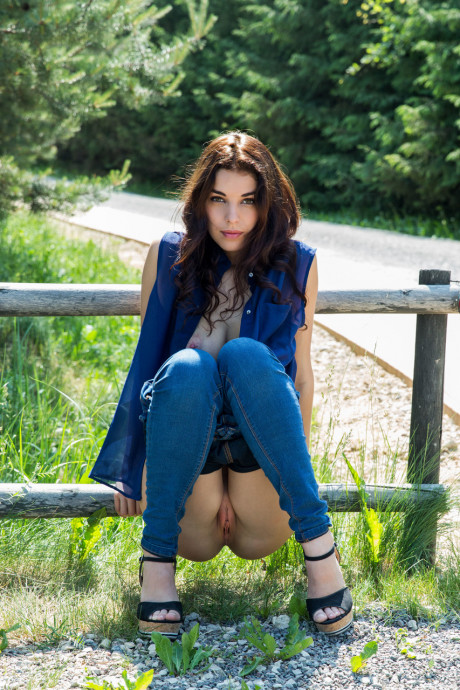 Ukrainian Evita Lima strips off her jeans outfit and exposes her big boobies - #1258628