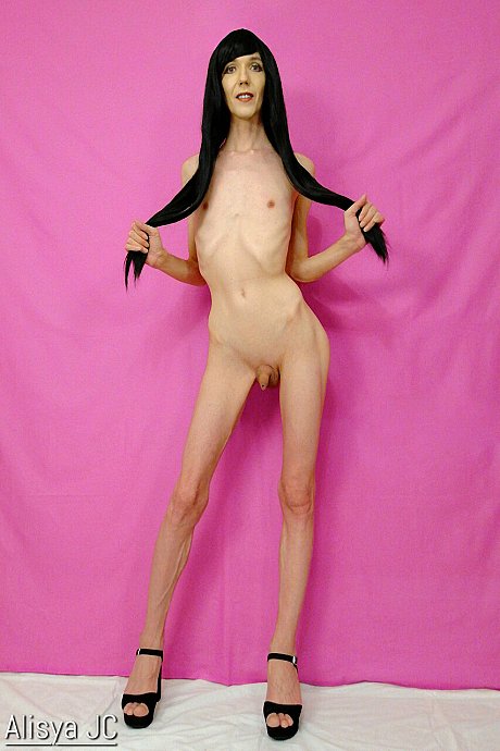 Raven haired ladyboy Alisya JC exposes her slender figure and toys herself - Image 3 of 12  in Shemale category   featuring Alisya JC 
