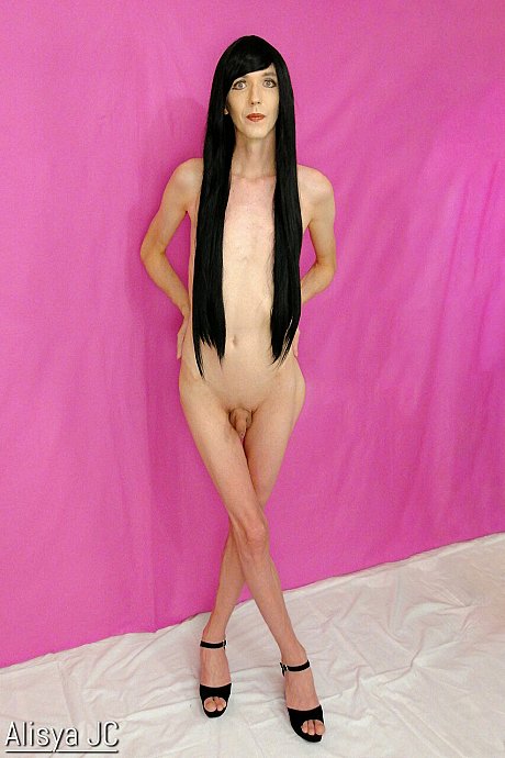 Raven haired ladyboy Alisya JC exposes her slender figure and toys herself - Image 5 of 12  in Shemale category   featuring Alisya JC 