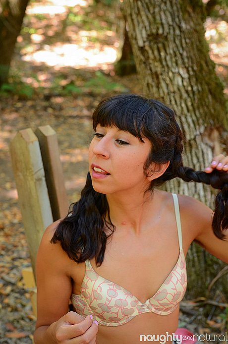 Latina Vivi Marie strips and shows her furry pussy while camping in the woods - Image 6 of 21  in Pussy category   featuring Vivi Marie 