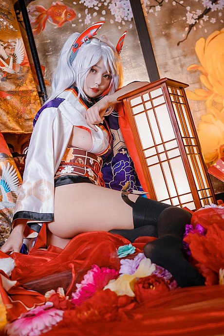Platinum blonde chinese sweetie poses in fine undies and cosears as well - Image 8 of 10  in Babe category  
