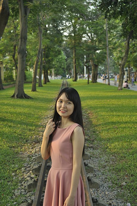 Beautiful chinese bitches posing in their charming delicious dresses on the railroad - Image 7 of 21  in Sexy category  