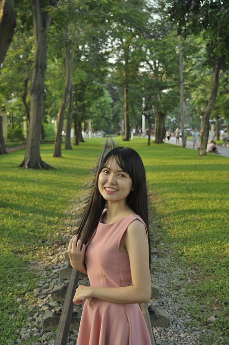 Beautiful chinese bitches posing in their charming delicious dresses on the railroad - Image 8 of 21  in Sexy category  