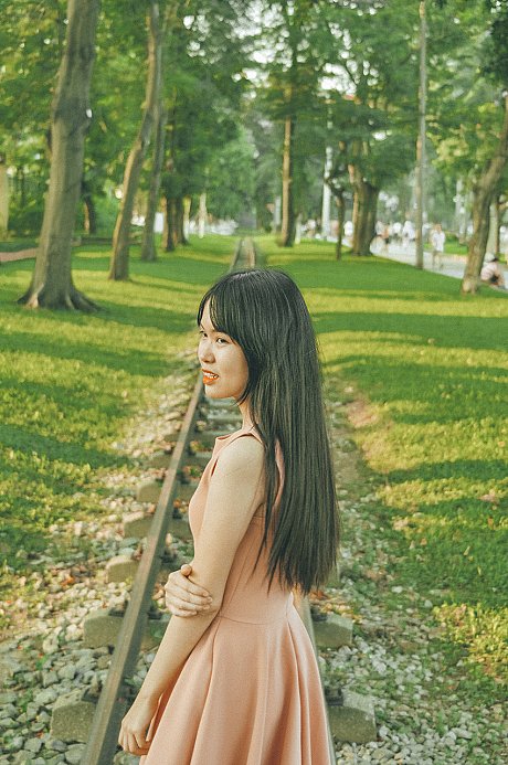Beautiful chinese bitches posing in their charming delicious dresses on the railroad - Image 15 of 21  in Sexy category  