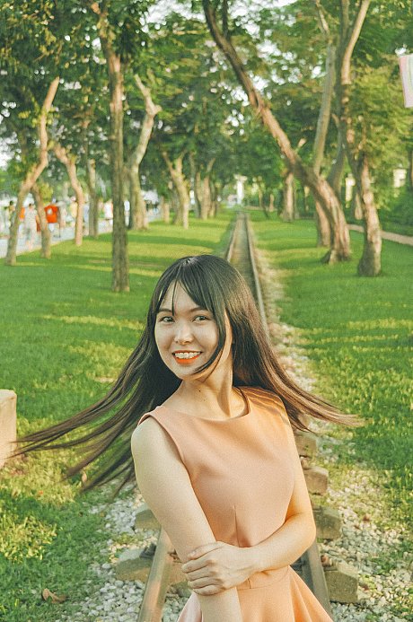Beautiful chinese bitches posing in their charming delicious dresses on the railroad - Image 16 of 21  in Sexy category  
