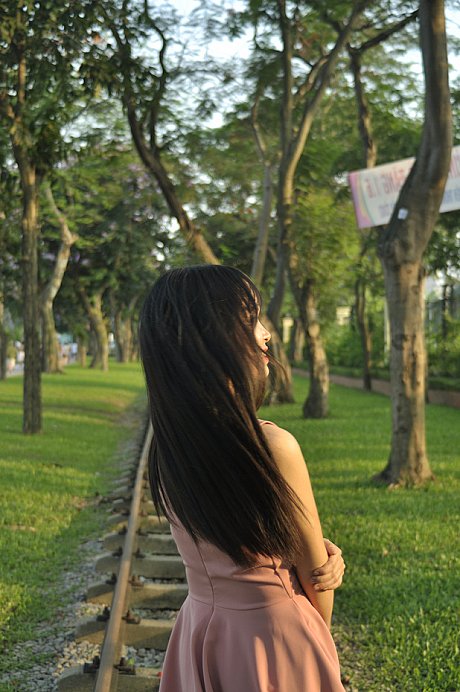 Beautiful chinese bitches posing in their charming delicious dresses on the railroad - Image 19 of 21  in Sexy category  