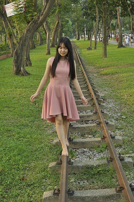 Beautiful chinese bitches posing in their charming delicious dresses on the railroad - Image 21 of 21  in Sexy category  