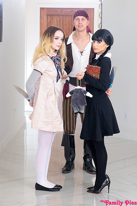 Aria Valencia & Maria Kazi have a debauchery in Halloween outfits - Image 3 of 16  in Teen category   featuring Maria Kazi, Alex Mack, Aria Valencia 
