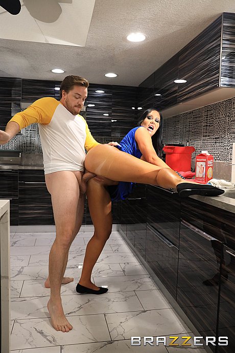 Curvy MILF Sybil Stallone rides her stepson & takes a cumshot on her enormous boobs - Image 14 of 20  in Latina category   featuring Kyle Mason, Sybil Stallone 