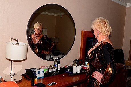 Mature yellow-haired Sparkle gets totally undressed before wearing a ebony dress - Gallery #48006