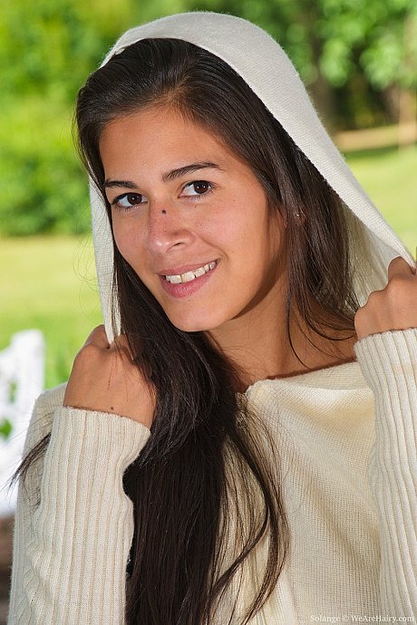Adorable amateur young Solange stripping naked and showing her hairy bush - Image 1 of 21  in Amateur category   featuring Solange 