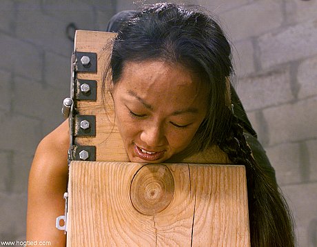 Nude brunette in bondage Kelana gets a flogging during a submission training - Image 3 of 11  in Legs category   featuring Kelana 