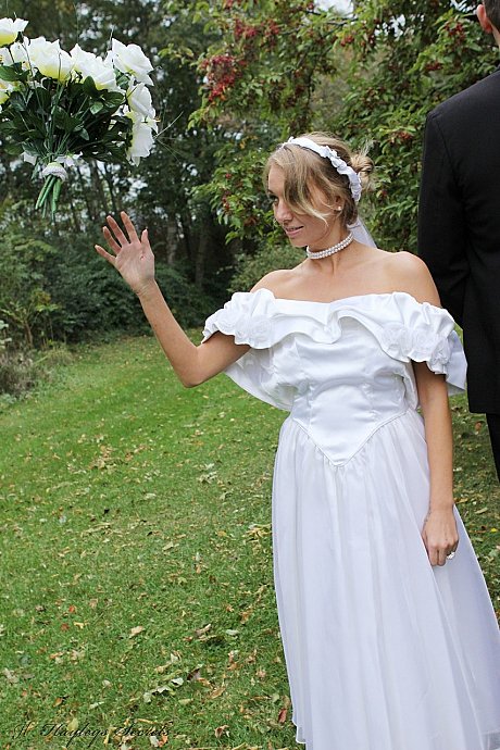 Blondie bride Hayley Marie Coppin gets undressed on a lawn while taking her vows - Image 2 of 12  in Outdoor category   featuring Hayley Marie Coppin 